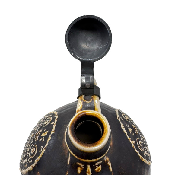 Vintage German Salt Glaze Stoneware Jug w/ Pewter Lid 6.5” Coat of Arms Marked 9 - Picture 16 of 16